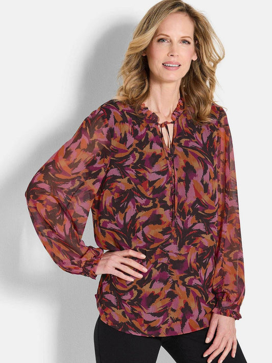 Goldner Druckbluse Damen gemustert