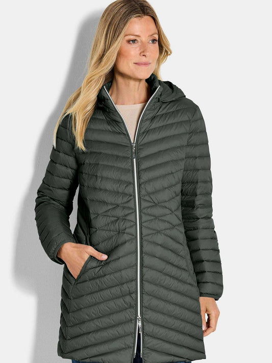 Goldner Steppmantel Damen Polyamid
