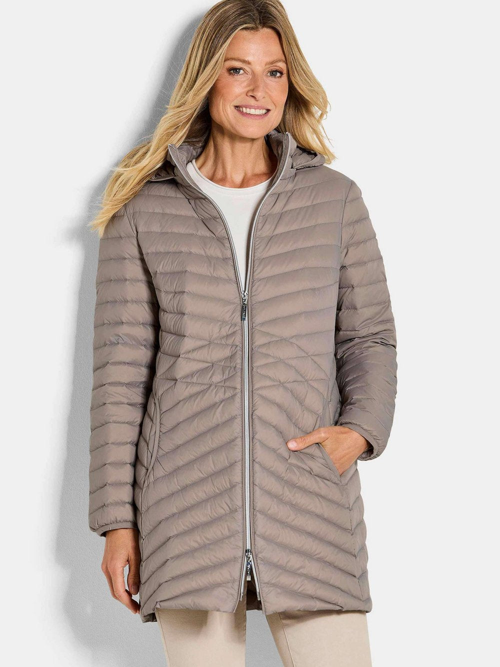 Goldner Steppmantel Damen Polyamid