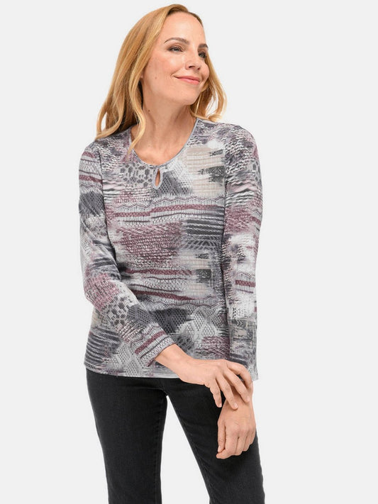 Goldner Strickshirt Damen gemustert