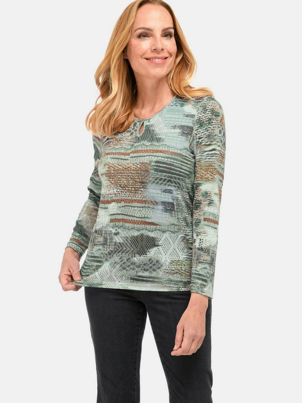 Goldner Strickshirt Damen gemustert