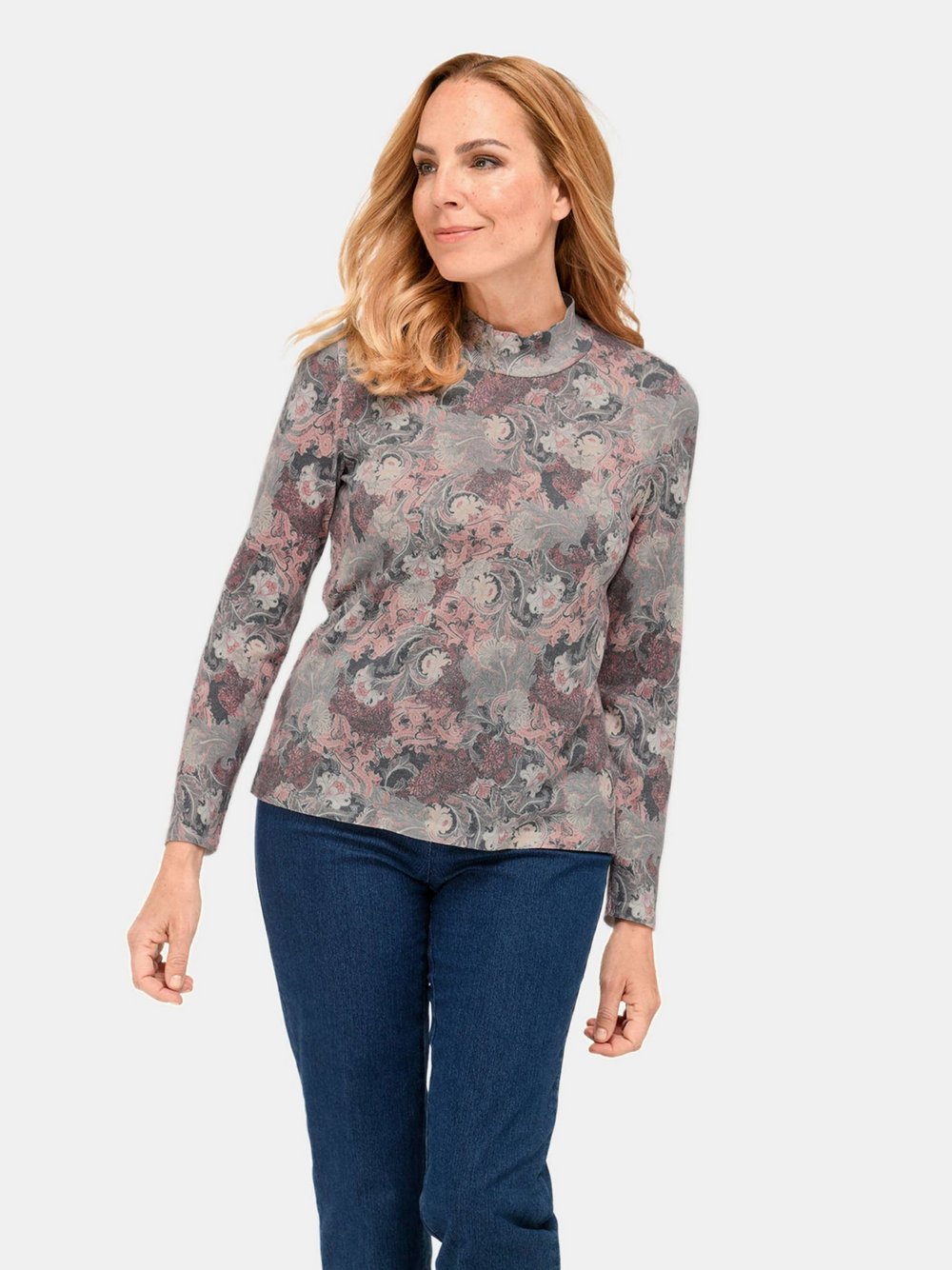 Goldner Feinstrickpullover Damen gemustert