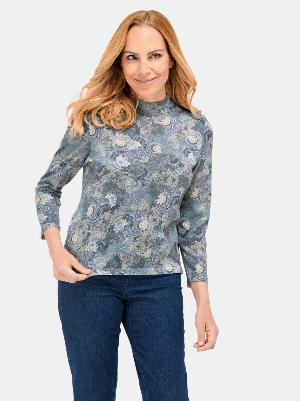 Goldner Feinstrickpullover Damen gemustert