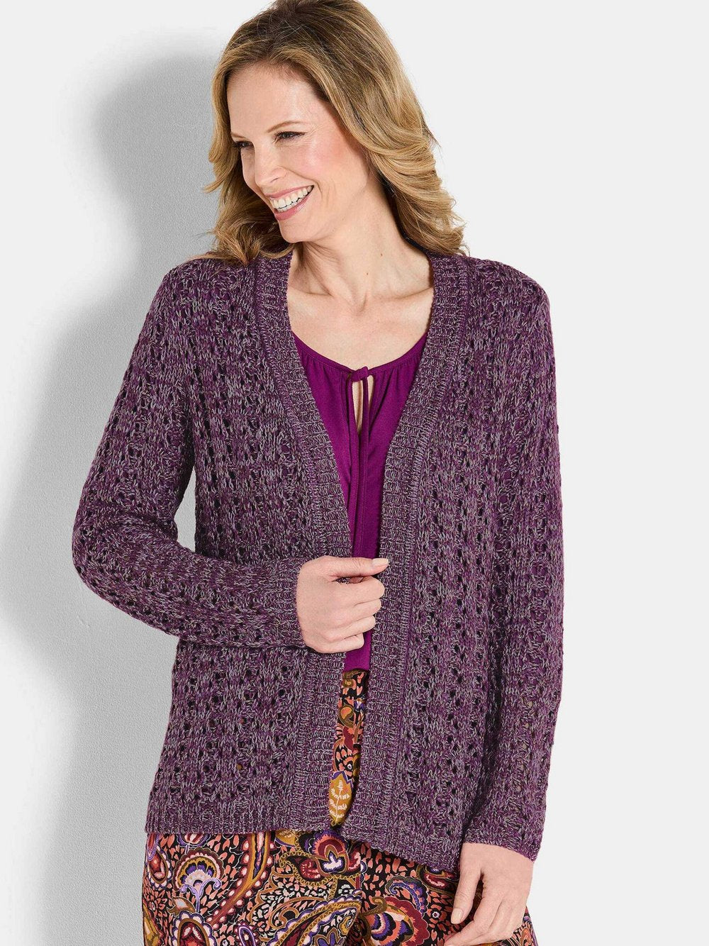 Goldner Strickjacke Damen Metall meliert