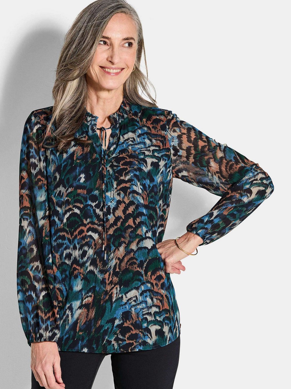 Goldner Chiffonbluse Damen gemustert