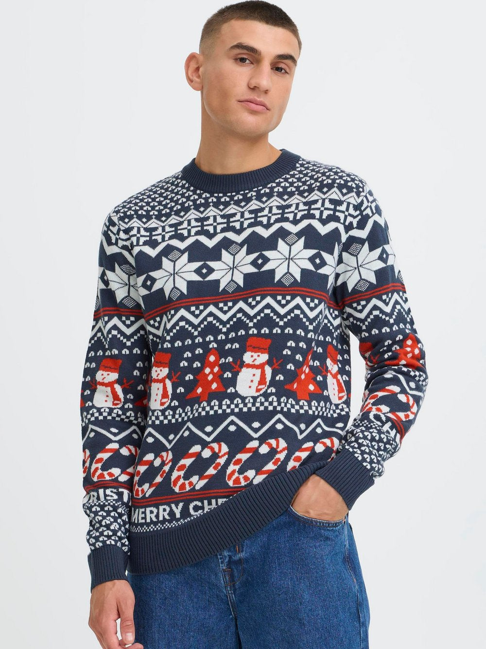 Solid Strickpullover Herren gemustert