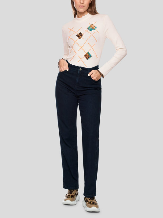 Marc Cain Rollkragenshirt Damen Baumwolle bedruckt