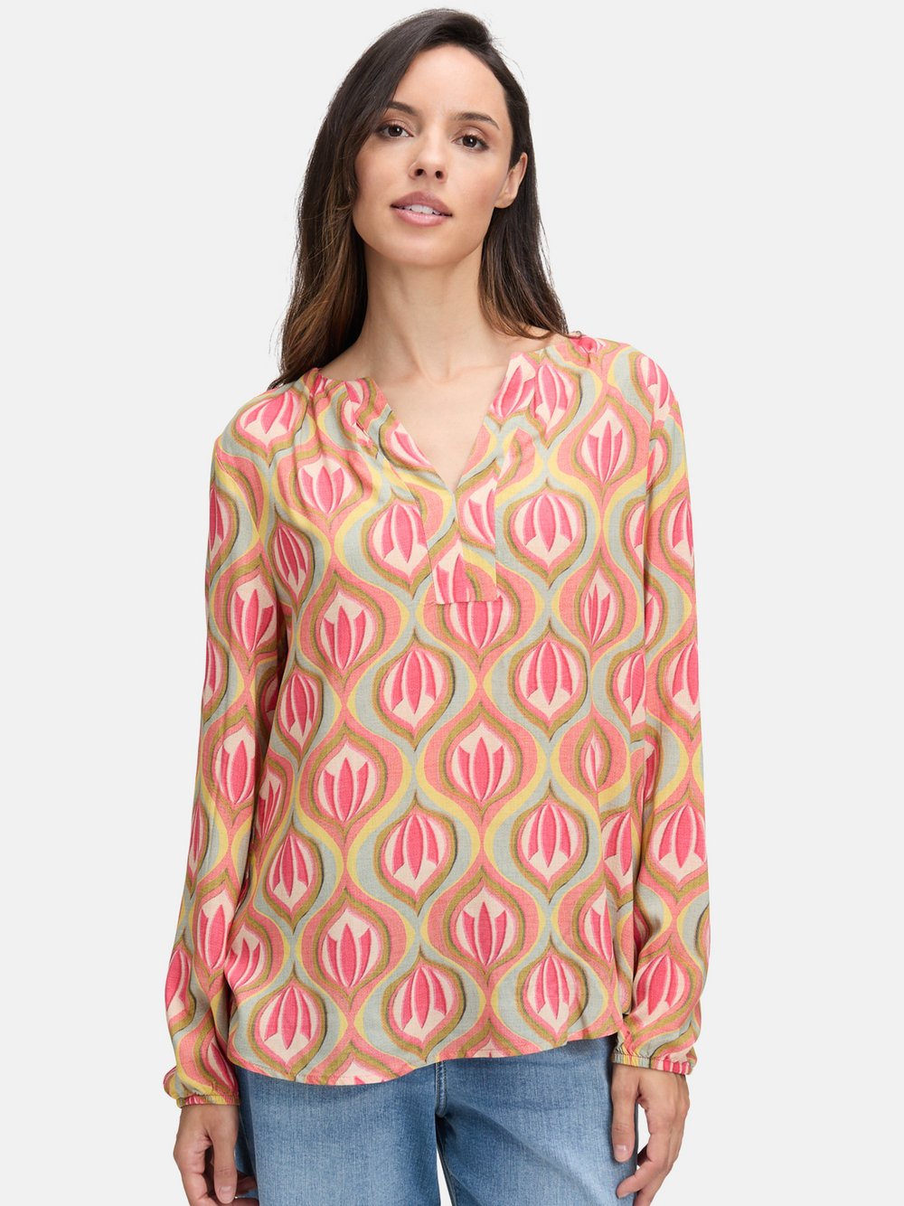 Cartoon Bluse Damen Viskose gemustert