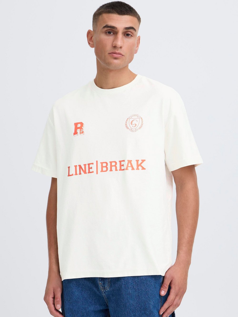 Solid Rundhalsshirt Herren Baumwolle bedruckt