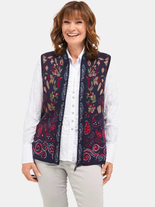 Goldner Strickweste Damen Baumwolle gemustert