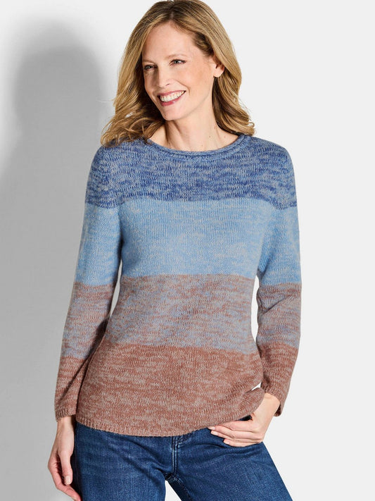 Goldner Strickpullover Damen Schurwolle gemustert