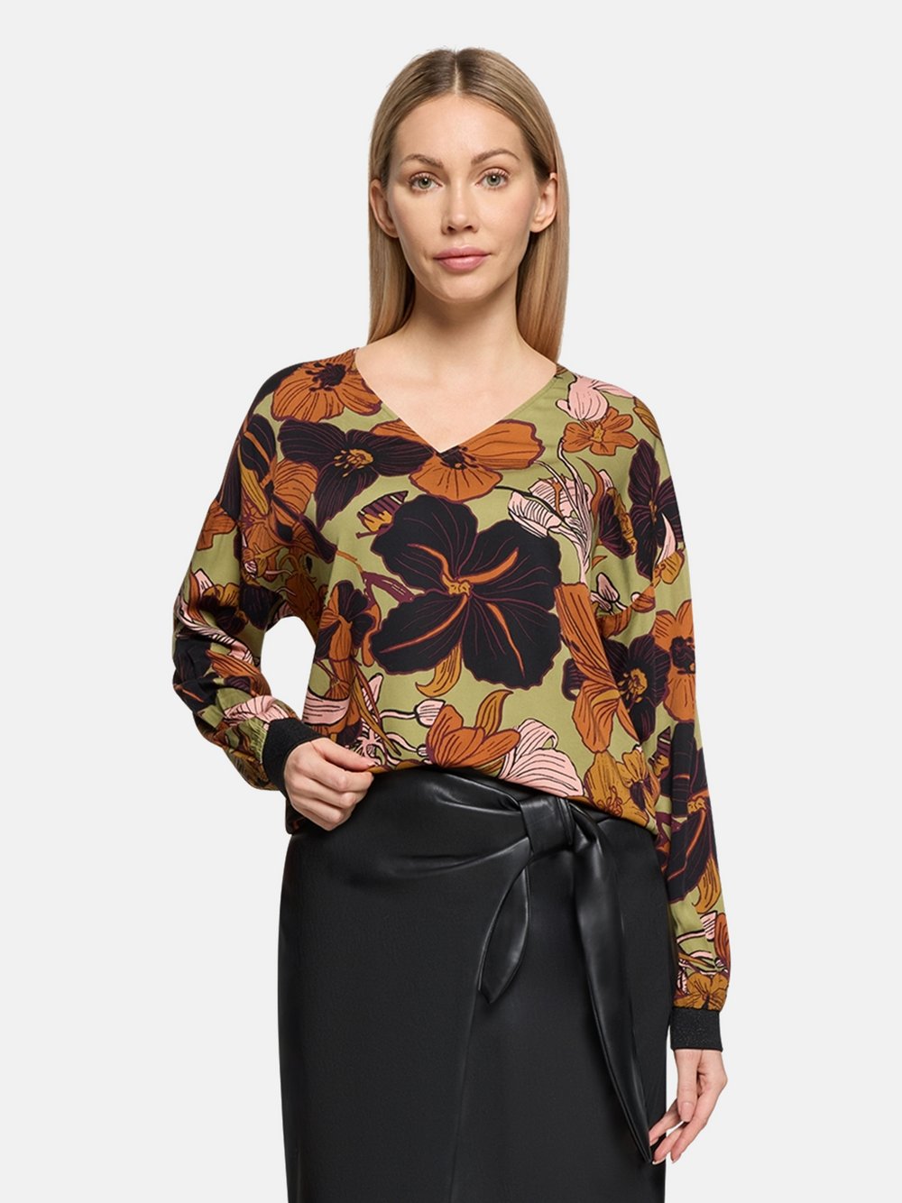 Cartoon Oversize-Bluse Damen Viskose gemustert