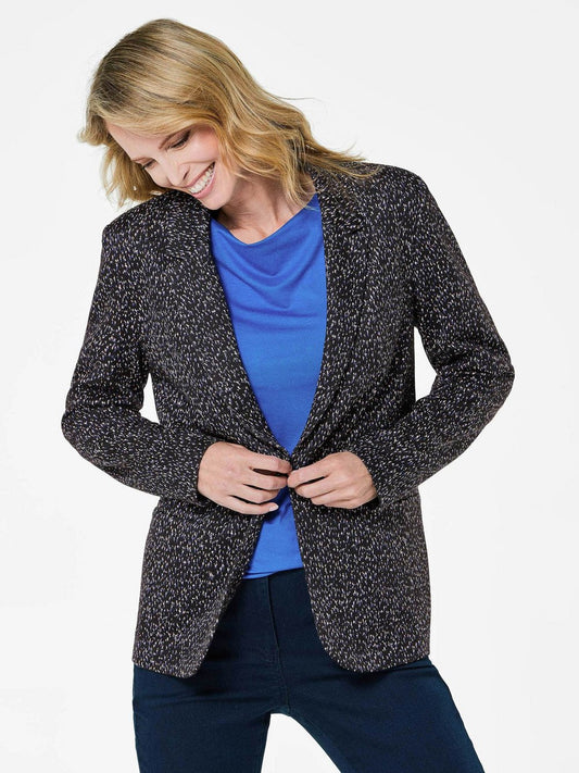 Goldner Jacquardblazer Damen Polyamid gemustert