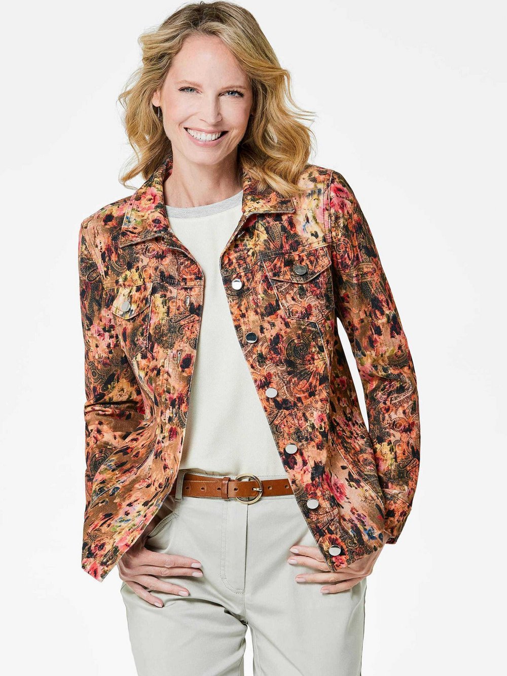 Goldner Cordjacke Damen Baumwolle gemustert