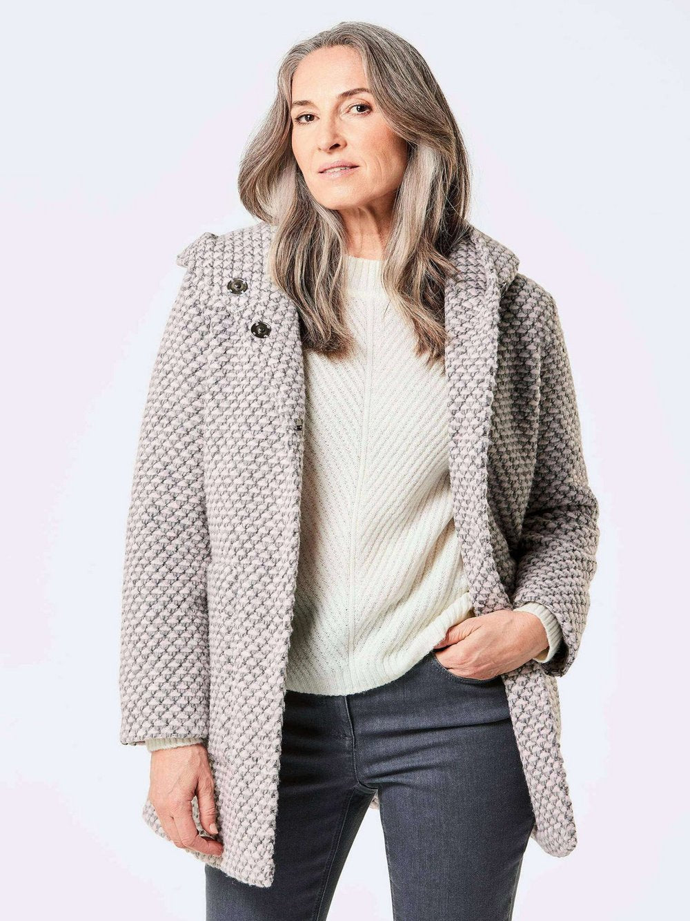 Goldner Mantel Damen meliert