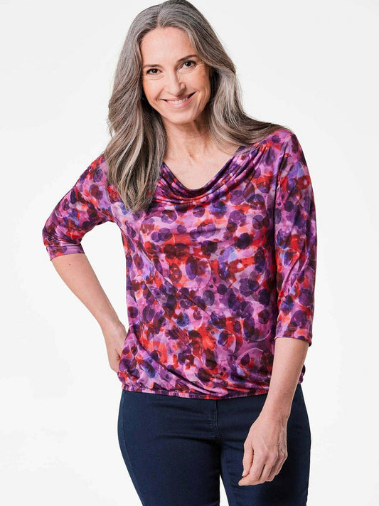 Goldner Jerseyshirt Damen gemustert