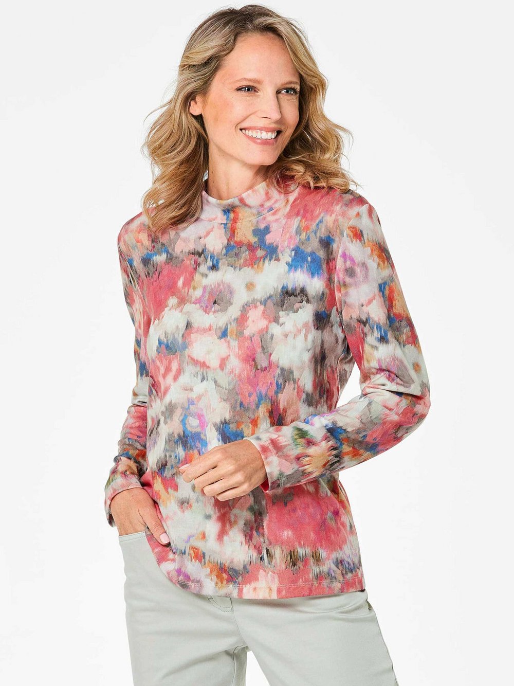 Goldner Jerseyshirt Damen gemustert