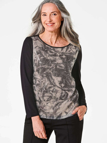 Goldner Shirt Damen Viskose gemustert