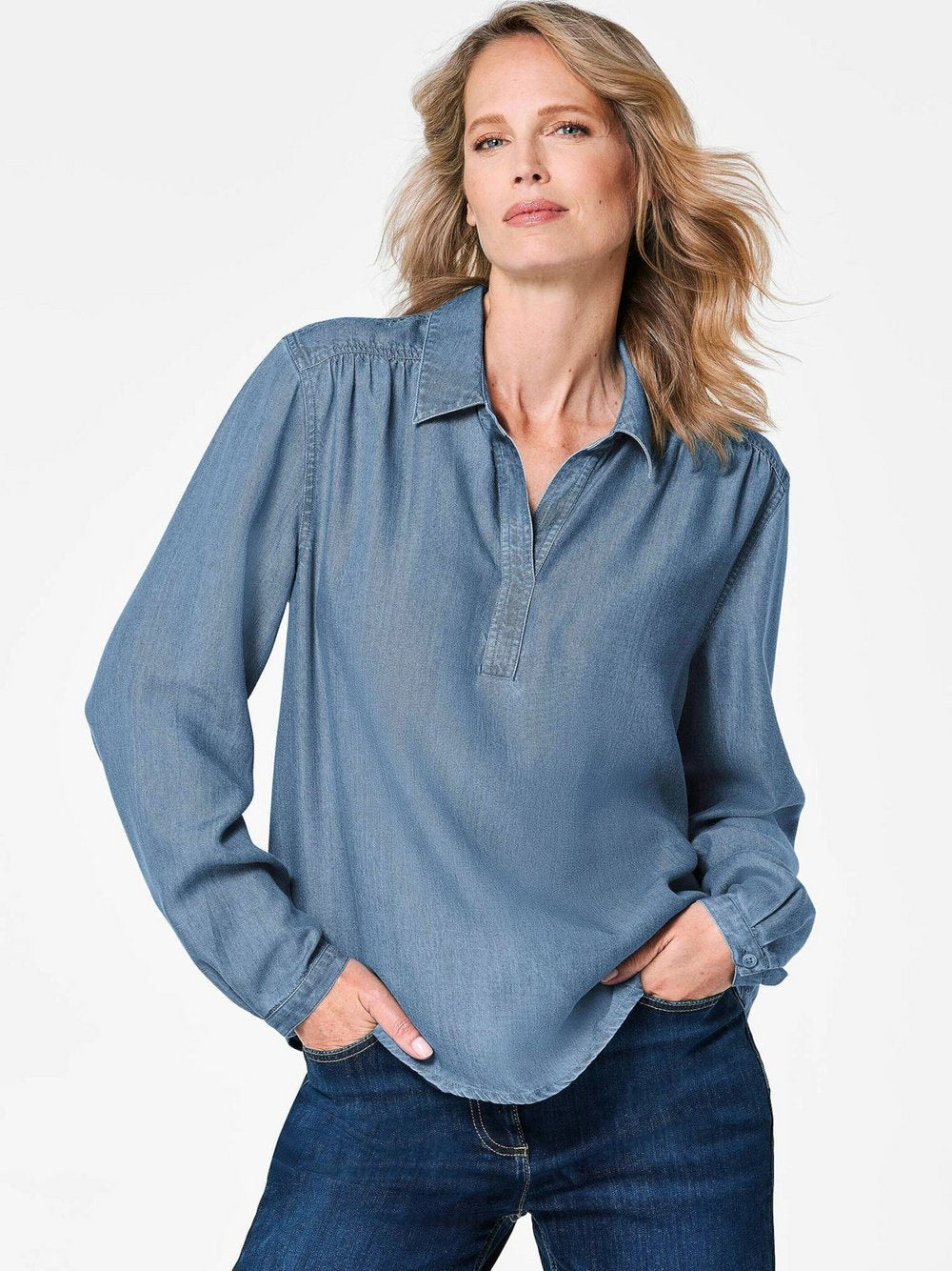 Goldner Schlupfbluse Damen Lyocell