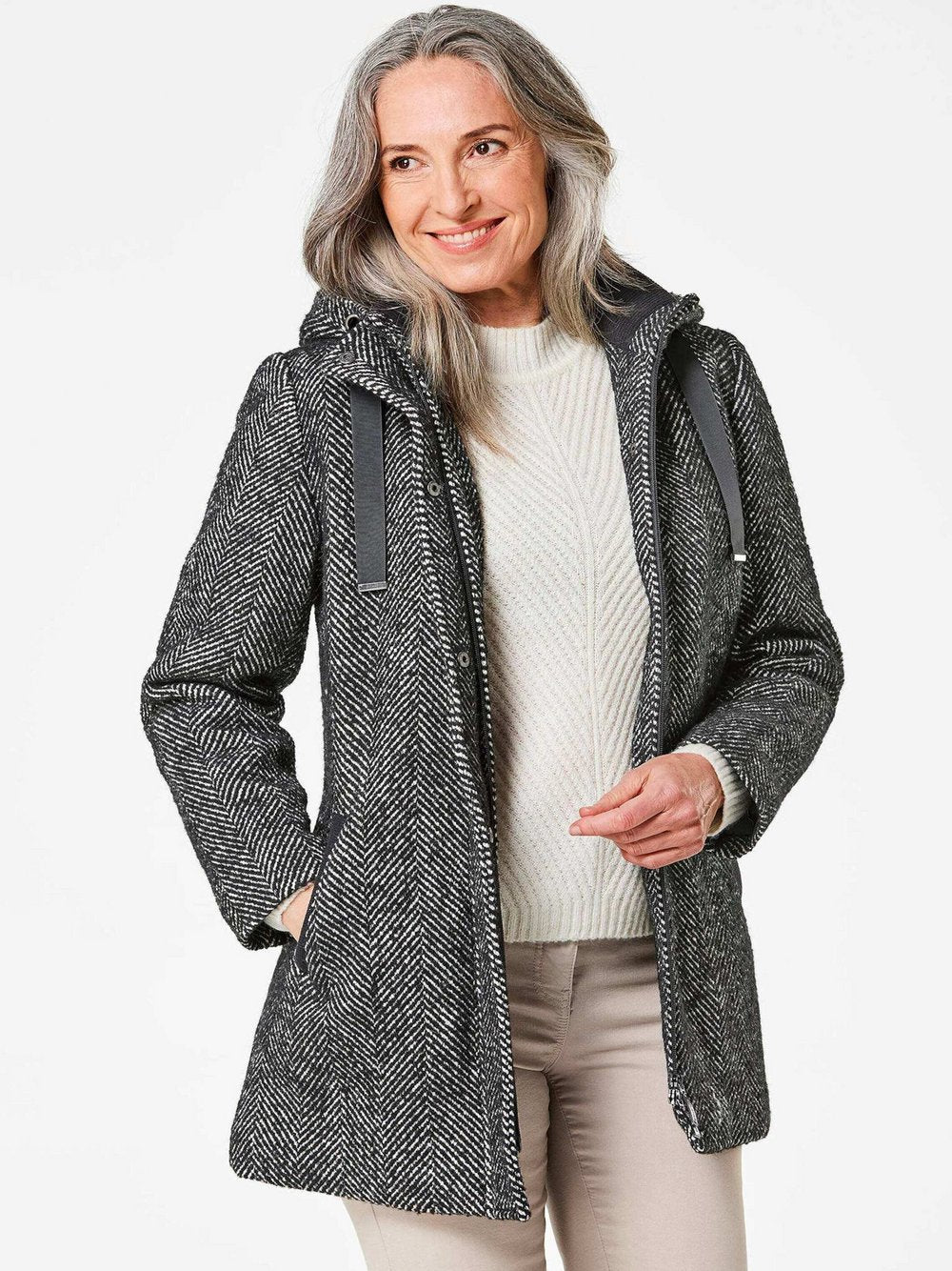 Goldner Kurzmantel Damen gemustert