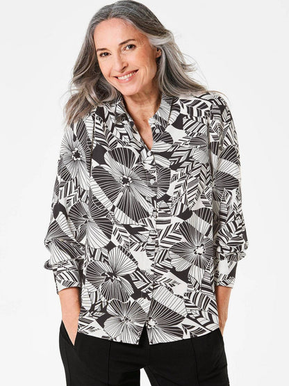 Goldner Bluse Damen Viskose gemustert