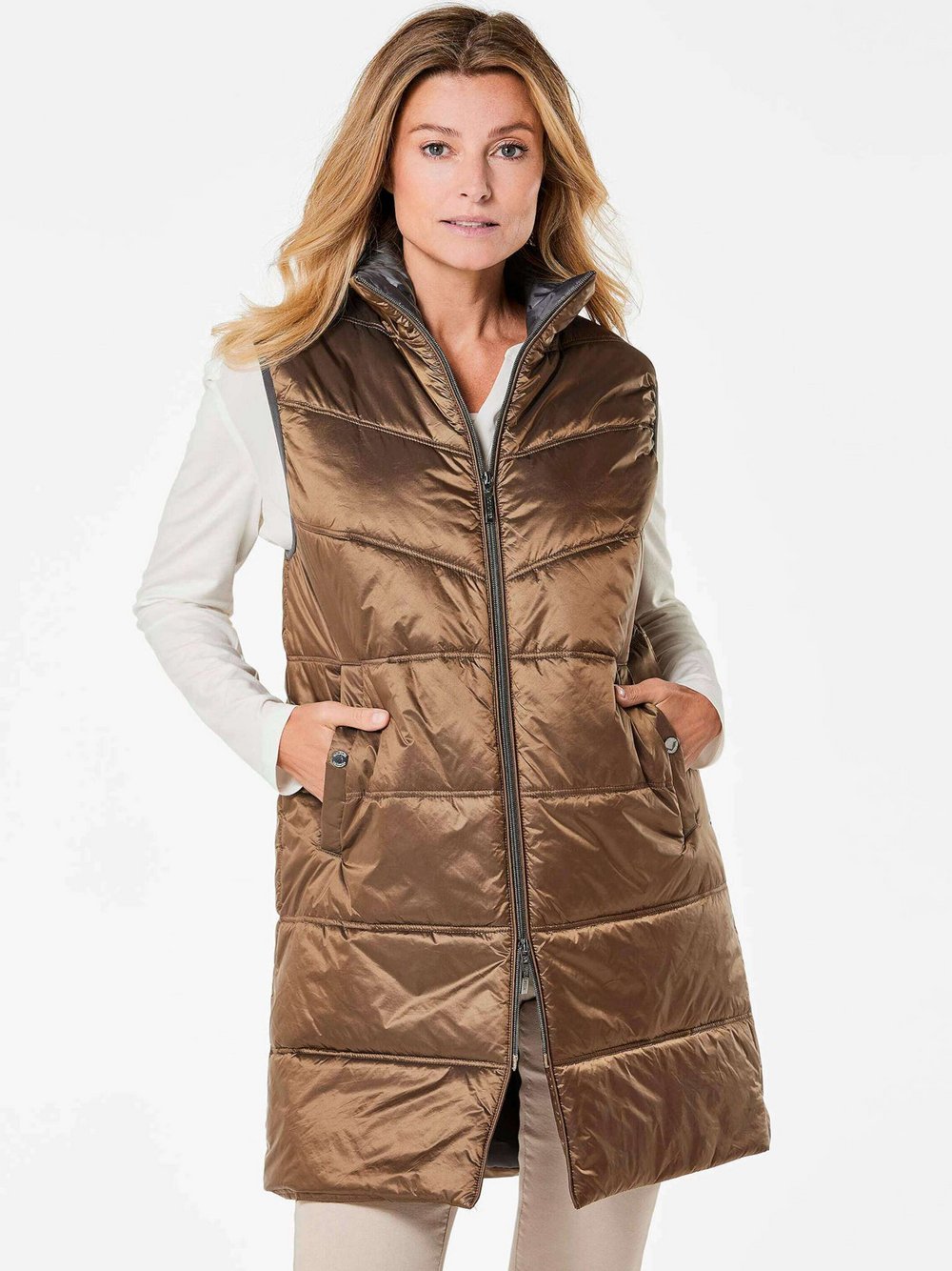 Goldner Longweste Damen Polyamid