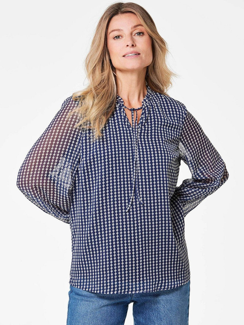 Goldner Bluse Damen gemustert