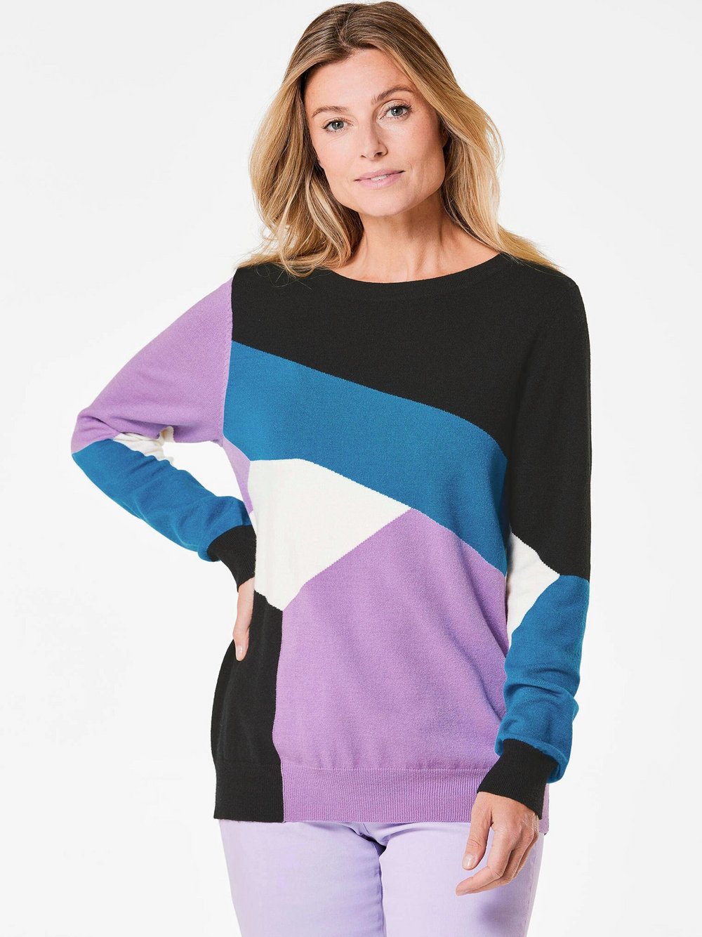 Goldner Strickpullover Damen gemustert