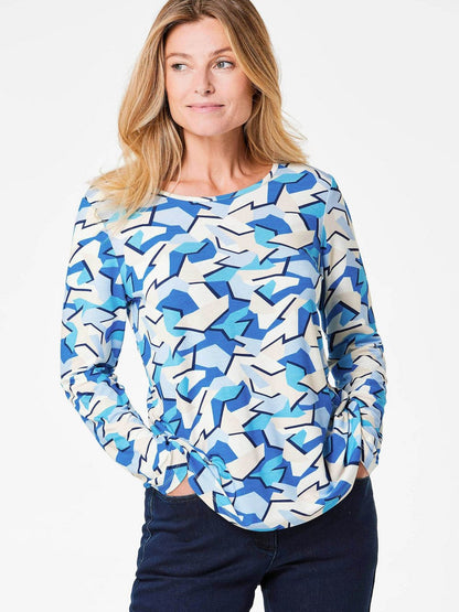 Goldner Shirt Damen Viskose bedruckt