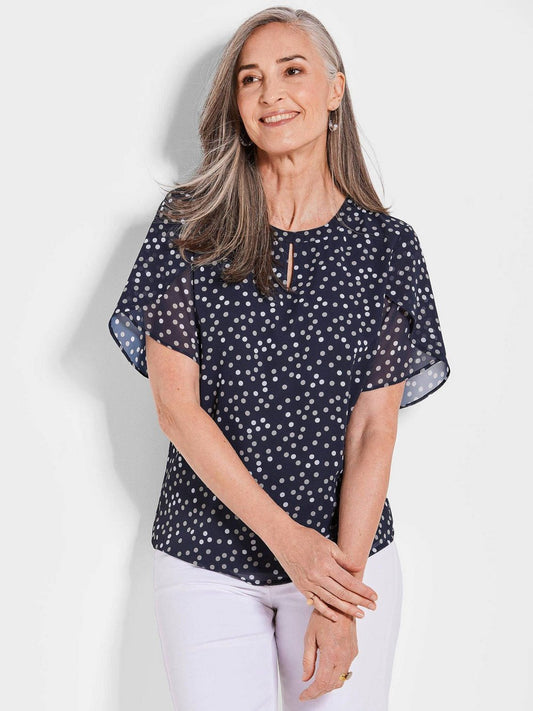 Goldner Musterbluse Damen gepunktet