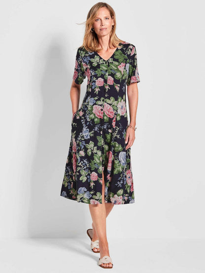 Goldner Kleid Damen Viskose gemustert