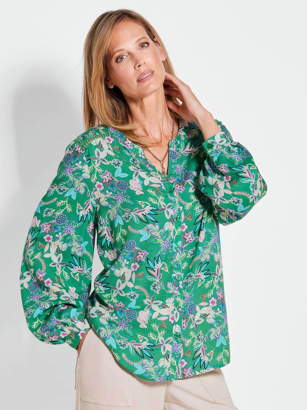 Goldner Bluse Damen Viskose gemustert