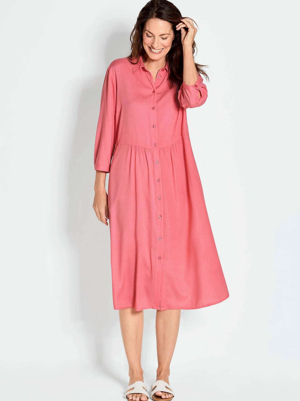 Goldner Hemdblusenkleid Damen Viskose