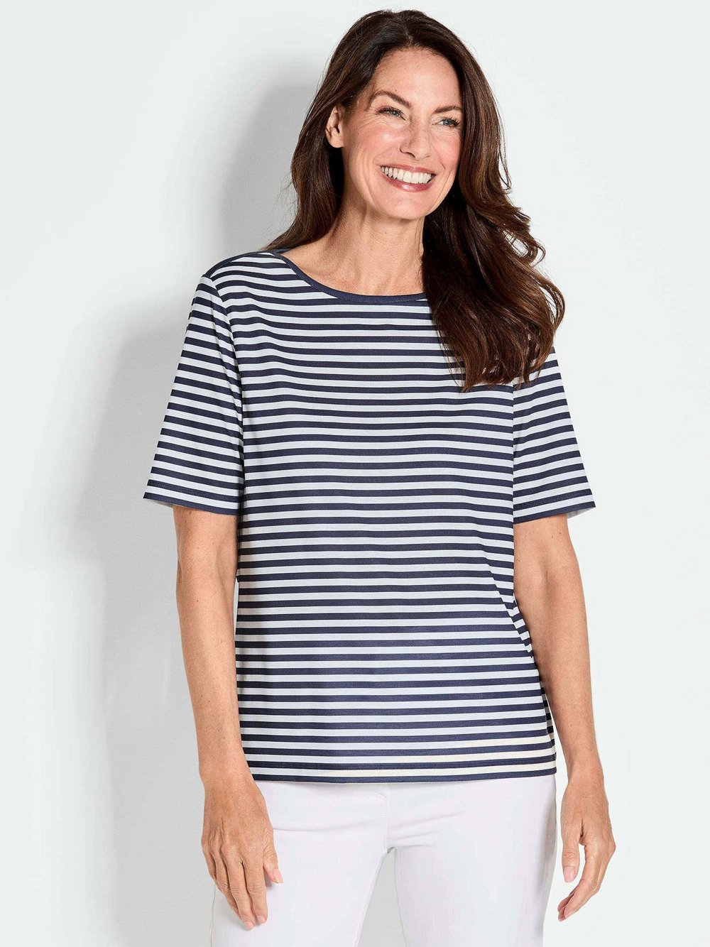 Goldner Ringelshirt Damen Viskose gestreift