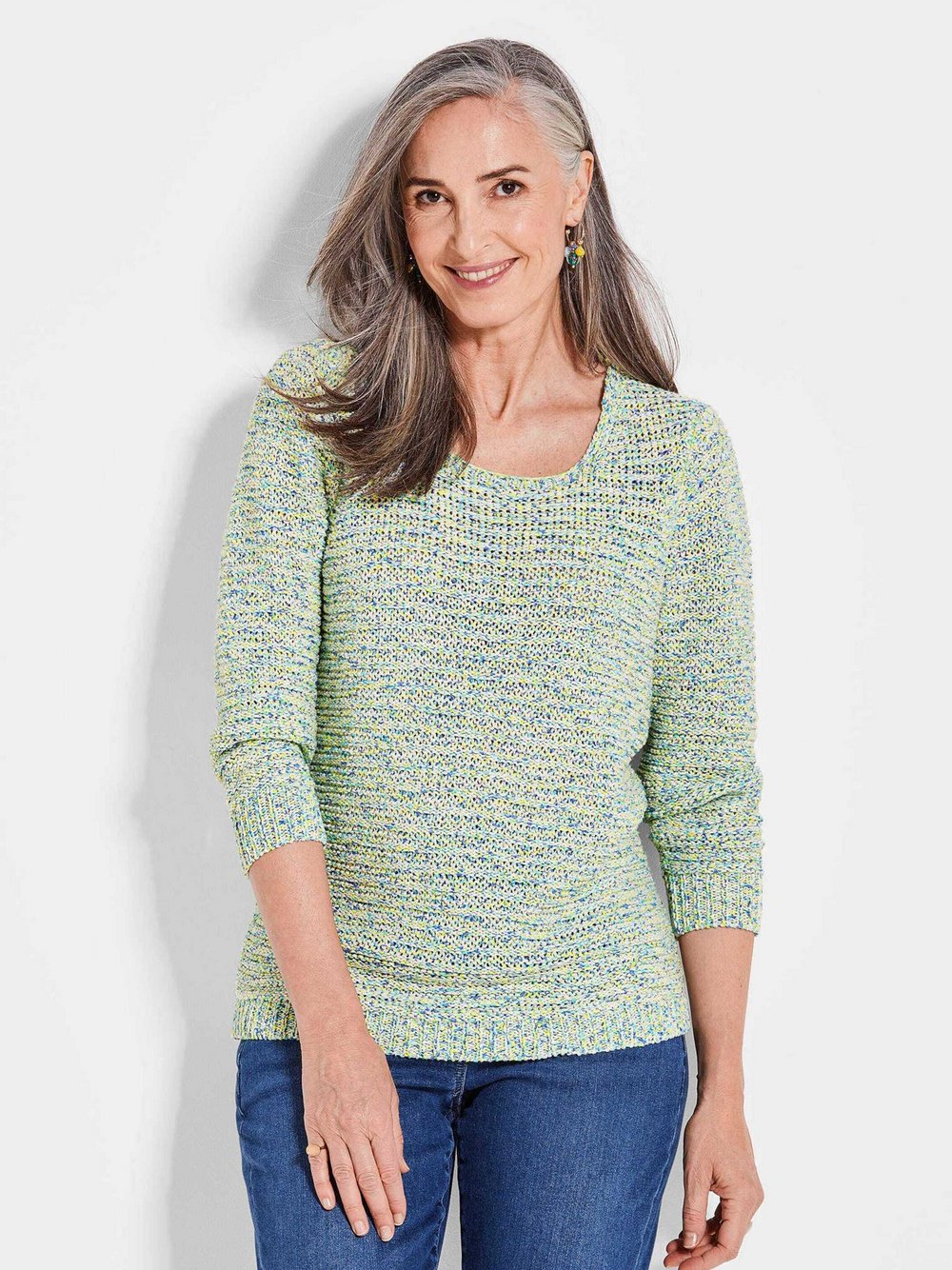 Goldner Pullover Damen Baumwolle meliert