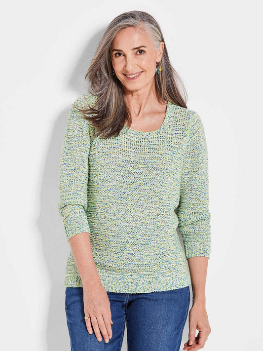 Goldner Pullover Damen Baumwolle meliert