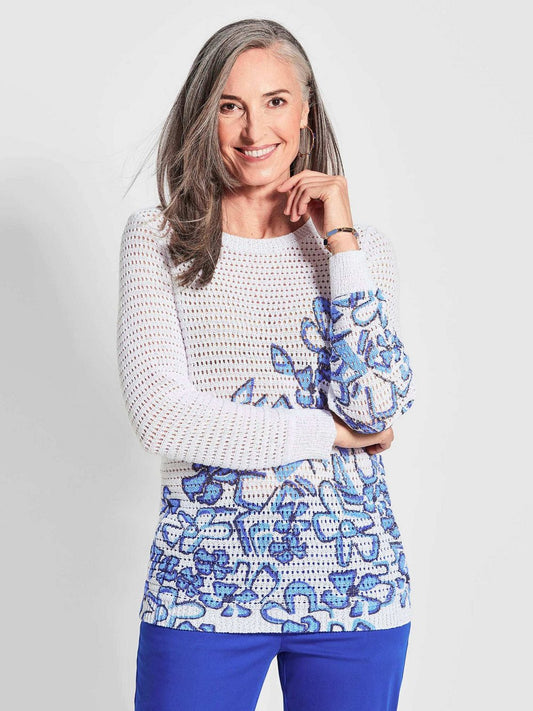 Goldner Strickpullover Damen bedruckt