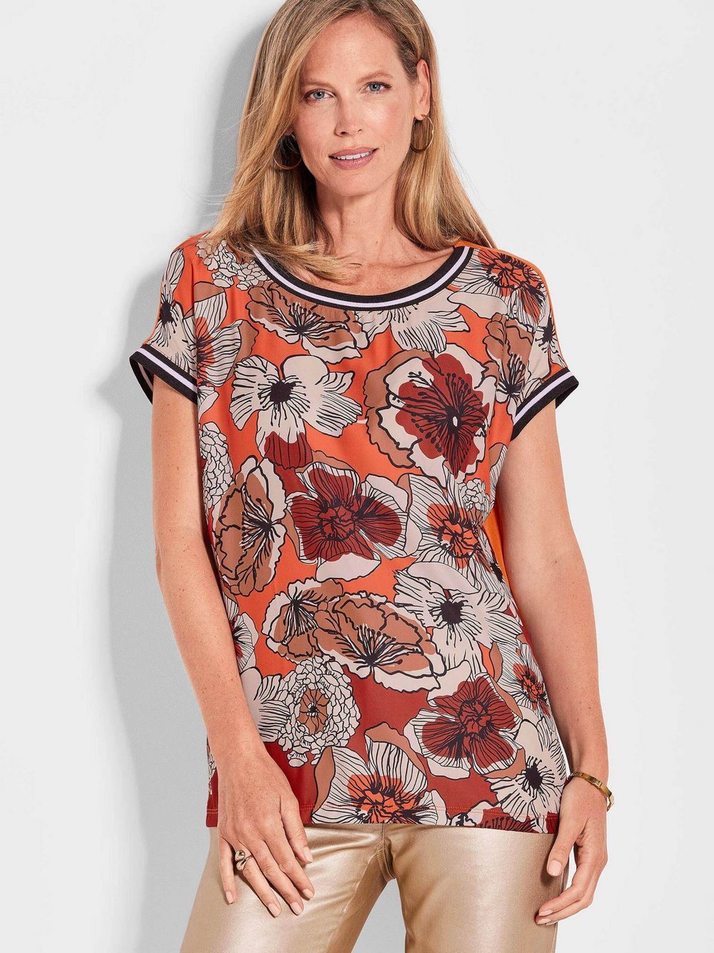 Goldner Blusenshirt Damen gemustert