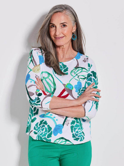 Goldner Shirt Damen Viskose gemustert