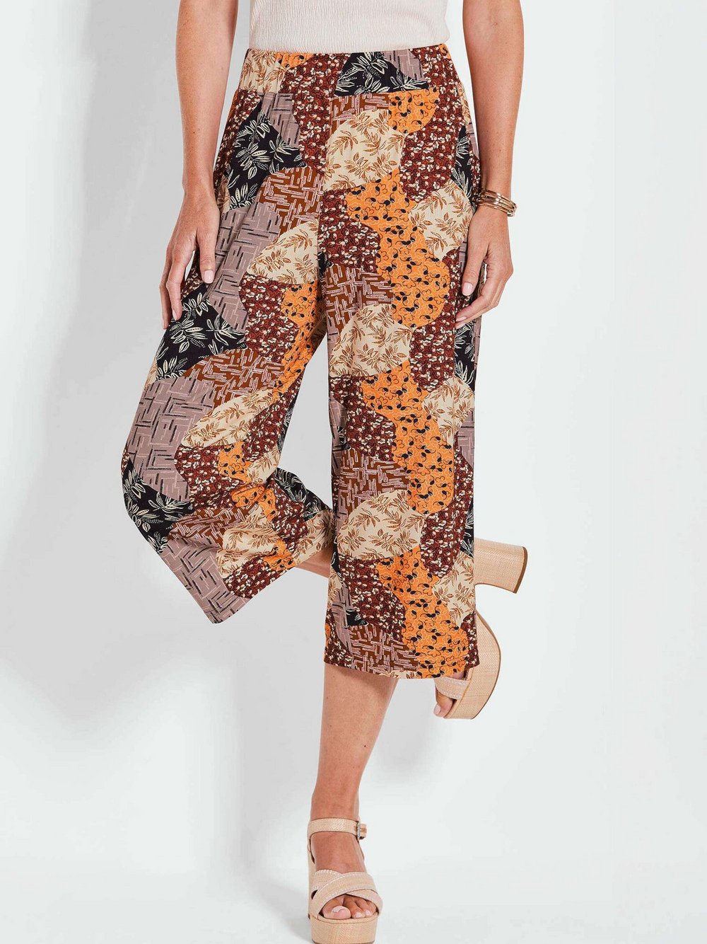 Goldner Culotte Damen Viskose gemustert