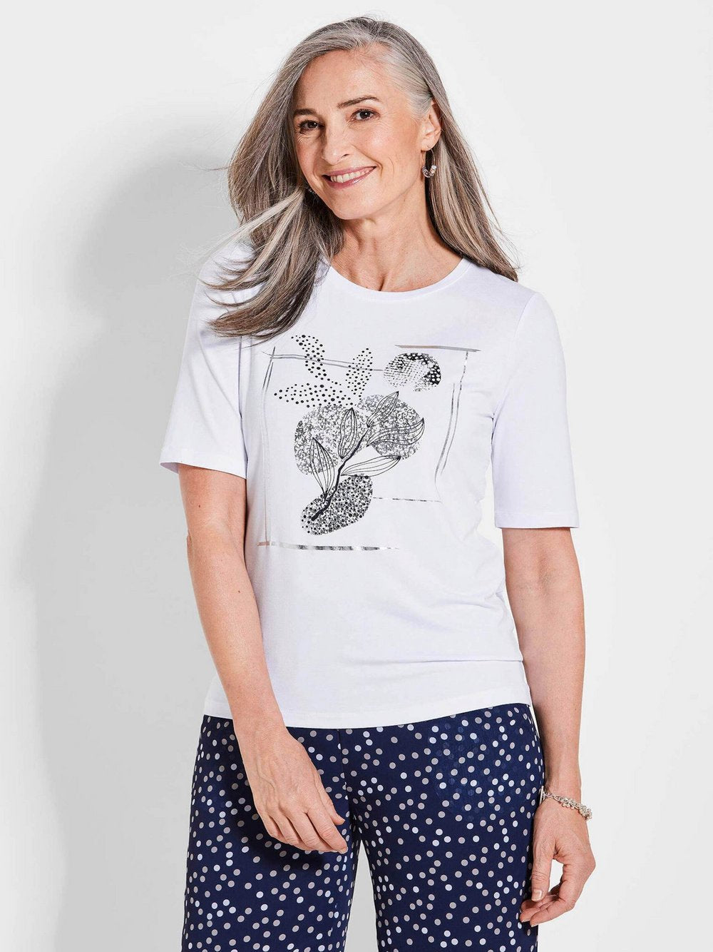 Goldner Printshirt Damen Viskose bedruckt