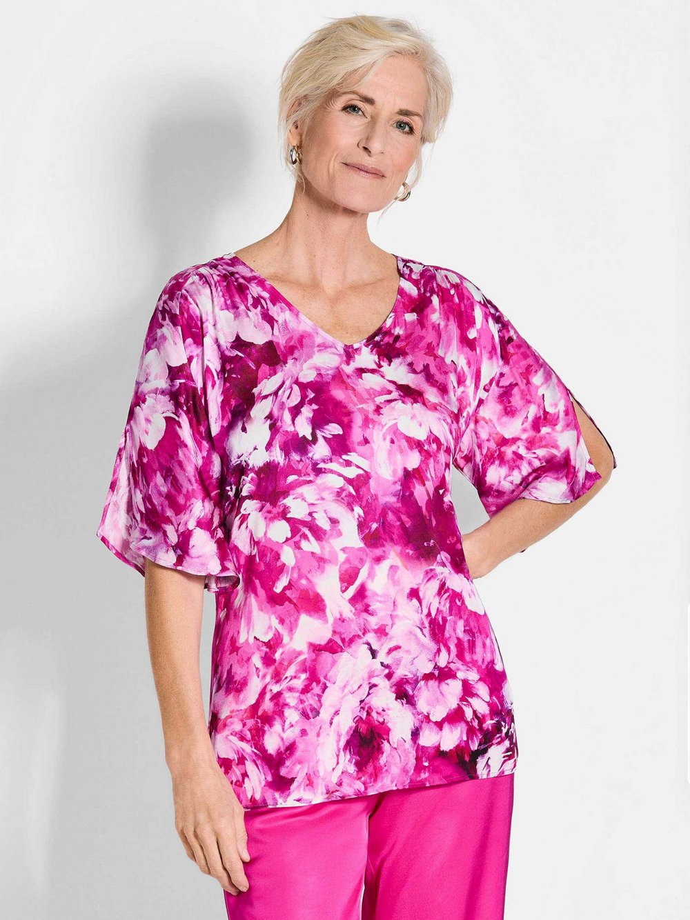 Goldner Bluse Damen Viskose gemustert