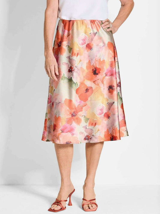 Goldner Satinrock Damen gemustert