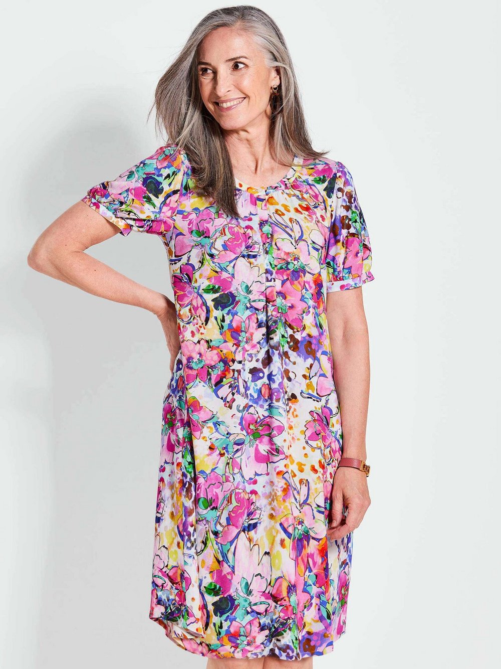 Goldner Kleid Damen Viskose gemustert