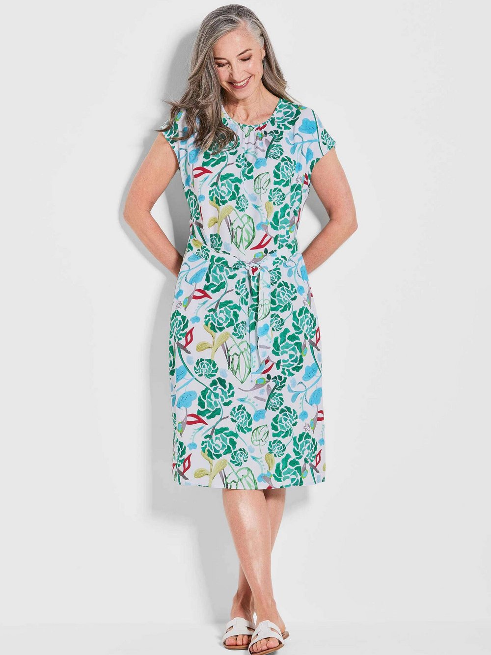 Goldner Druckkleid Damen Viskose gemustert