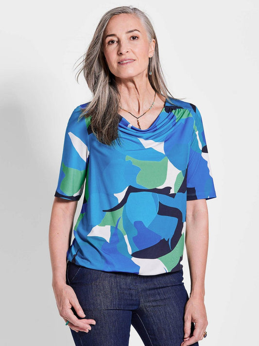 Goldner Wasserfallshirt Damen gemustert