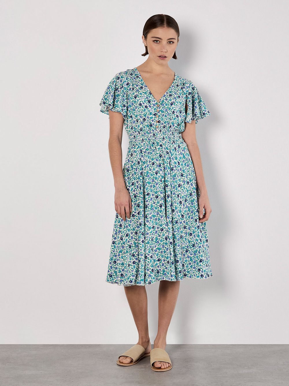 Apricot Minikleid Damen Viskose gemustert