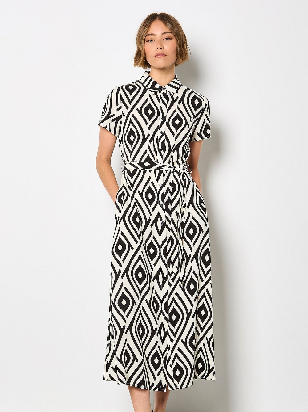 Apricot Midikleid Damen Viskose gemustert