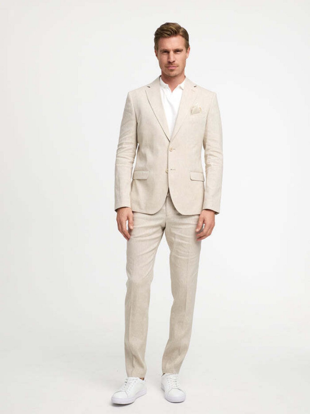 Zuitable Baukasten-Sakko -DiNick Herren Slim Fit Leinen gemustert