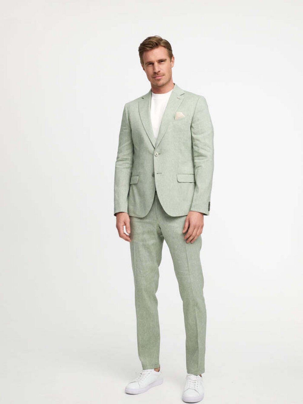 Zuitable Baukasten-Sakko -DiNick Herren Slim Fit Leinen gemustert